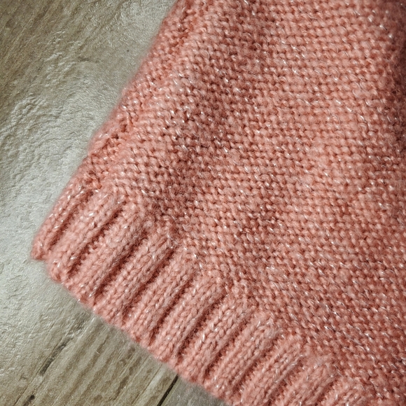 Little Lass Blush Pink Sleeveless Frayed Hem Sparkly Knit Turtle Neck Sweater 2T - Picture 14 of 14